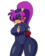 1girl artist:iggy_bomb colored earrings hat pointy_ears ponytail purple_hair shantae shantae_(series) wayforward wide_hips // 1600x2000 // 426KB