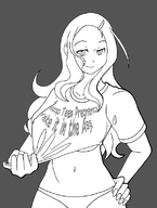 artist:tsuchihara midriff monochrome senran_kagura shiki shirt text underboob // 600x794 // 135KB