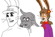 1girl anthro artist:unknown bunny bunny_girl flat_chest fortune hat jenny_jeungman meme mimiga mizuki parody pooka // 1200x800 // 61KB