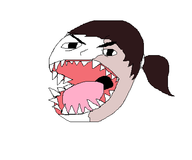 1boy artist:laweaacosadora black_eyes brown_hair colored hoxton mspaint parody payday_2 ponytail sharp_teeth // 471x392 // 10KB