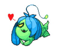 1girl blue_hair colored fish heart pixel_art shyren undertale yellow_eyes // 246x232 // 3.7KB