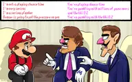 3boys artist:halfdime colored interview looking_at_partner mario nintendo parody politics sitting super_mario text waluigi wario // 4000x2500 // 2.8MB