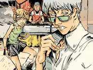 background chie_satonaka colored jojo's_bizarre_adventure parody persona persona_4 shades shish_kabob yu_narukami // 1324x990 // 376KB