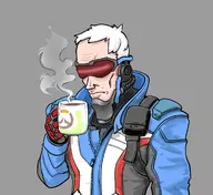 artist:bishopbb coffee colored overwatch soldier_76 // 1176x1080 // 181KB