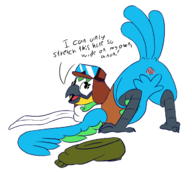 1girl anthro anus artist:unknown ass_up bent_over bird cloaca colored furry Indigo_Park looking_up mollie_macaw seducing seductive seductive_pose suggestive text // 1260x1129 // 312KB