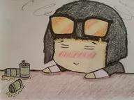 1girl artist:tap_drawfag black_hair blush chibi colored eyes_closed ichiko_ohya persona persona_(series) persona_5 shin_megami_tensei short_hair traditional_medium // 4032x3024 // 3.7MB