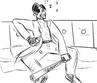 1boy 9ball bat bottle eyepatch facial_hair gloves goro_majima short_hair sleep yakuza zzz // 1166x1000 // 318KB