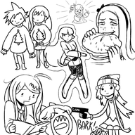 1boy abyssal ahoge ancient_destroyer_oni bow bracelet burger christmas_tree cloud_strife danganronpa danganronpa_v3_killing_harmony dawn earrings eating final_fantasy final_fantasy_vii gun idolm@ster iori_minase kaede_akamatsu // 1000x1000 // 555KB