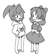 2girls artist:unknown beebz demon_turf dress frown hoodie jas ribbon stardew_valley // 1400x1500 // 64KB