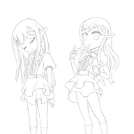 1girl bow gloves long_hair pio pointy_ears potion_maker skirt sleep // 900x900 // 199KB