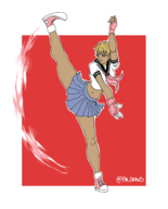 1girl artist:pm_draws blonde_hair brown_eyes colored gyaru sakura_kasugano school_uniform short_hair skirt street_fighter uniform // 1939x2400 // 762KB