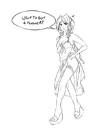 1girl aerith_gainsborough dialogue female ffvii final_fantasy final_fantasy_vii flirt heart monochrome undressing // 833x1078 // 143KB