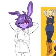 1girl android_18 artist:RafaOnDaNet bonnie cosplay five_nights_at_freddy's furry wip // 2000x2000 // 1.6MB