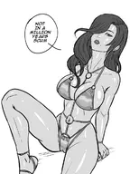 1girl amamiya_tsubaki artist:reptileye bikini god_eater mole monochrome solo text // 960x1200 // 314KB