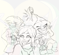 5boys artist:chrisfantasy breath_of_the_wild laughing link majora's_mask monochrome the_adventure_of_link the_legend_of_zelda the_minish_cap toon_link twilight_princess // 824x769 // 437KB