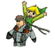2boys artist:gusgux bandana beard black_eyes blonde_hair colored crossover link male metal_gear_solid piggyback sneaking_suit solid_snake super_smash_bros the_legend_of_zelda toon_link wind_waker // 1400x1200 // 76KB