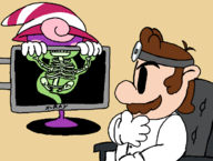 1boy 1girl artist:bonitanon dr._mario paper_mario paper_mario_the_thousand-year_door super_mario vivian x-ray // 664x502 // 33KB