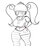 1girl alternate_breast_size artist:iggy_bomb demandi miniskirt school_uniform shortstack skirt smile striped_stockings thick thick_thighs thigh_highs tiara twintails uniform wip yo-kai_watch yo-kai_watch_3 // 571x600 // 80KB