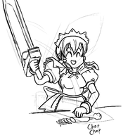 arcana_heart arcana_heart_3 artist:gusgux carrot cooking fiona_mayfield sword // 1400x1400 // 455KB