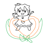 1girl lineart monster_girl mspaint plant pose // 689x549 // 23KB