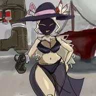 1girl artist:onion bikini black_dahlia cleavage gun hat skullgirls // 1500x1500 // 1.2MB
