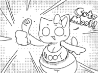 1girl 4chan artist:unknown blush bow breasts cat cat_girl cleavage garyc.me hand_gesture huge_breasts meta monochrome moot not_vidya raised_eyebrows sketch text thumbs_up wide_hips // 800x600 // 87KB