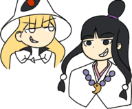 2girls ace_attorney artist:unknown eitri fire_emblem fire_emblem_heroes maya_fey // 2166x1796 // 843KB