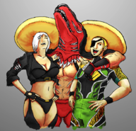angel artist:desadaptado cleavage colored king_of_dinosaurs king_of_fighters king_of_fighters_xiv kof mexico parody ramon sombrero the_king_of_fighters // 903x869 // 768KB