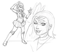 1girl maya_amano persona_(series) persona_2 sailor_moon sketch // 1770x1581 // 459KB