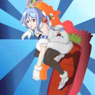 1girl carrot colored hololive parody surfing usada_pekora virtual_youtuber // 1500x1500 // 2.2MB