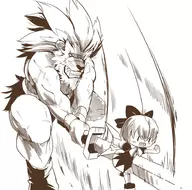 1boy 1girl cirno leo lineart red_earth redearth sword touhou // 924x914 // 425KB