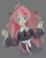 1girl ahoge artist:mellie blood blue_eyes colored disgaea disgaea_4 dying long_hair pink_hair smile vulcanus // 1298x1616 // 2.2MB