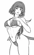 1girl artist:reptileye bikini Jane_doe monochrome zenless_zone_zero // 1000x1600 // 355KB