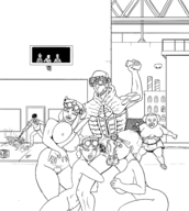 2boys 4girls afro artist:scorndude breast building business_suit drink electrocution fellatio glasses goggles grab grabbing hat huggy_wuggy monochrome Mother_Gooseberry Mr_Futterman_Leland_Coyle nipples nude parasite penis Phyllis_Futterman police_officer poppy_playtime pubic_hair pussy Reagent regent scorn sniper street stun_baton team_fortress_2 the_outlast_trials waving wip // 2536x2832 // 1.8MB