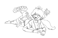 1boy 1girl anon artist:berlubbits ass ass_focus pajamas princess_daisy super_mario // 2160x1440 // 487KB