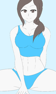 1girl bluescribbleman colored grey_eyes grey_hair midriff nintendo ponytail smile wii_fit wii_fit_trainer // 2000x3360 // 516KB