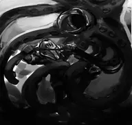 1boy artist:kujalla big_daddy big_daddy_(alpha_series) bioshock bioshock_2 monochrome squid // 1280x1211 // 406KB