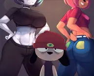 1boy 2girls artist:spakka5 ass furry huge_breasts lammy_lamb midriff parappa parappa_the_rapper rammy um_jammer_lammy // 1536x1240 // 1.9MB