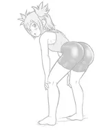 1girl artist:reptileye ass bent_over blush looking_back monochrome pratty spats summon_night_swordcraft_story swordcraft_story twintails // 800x1000 // 110KB