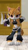 3d animated anthro artist:unknown cat catgirl choker crop_top dance furry gif looking_at_viewer navel official_art pink_eyes shooki taiwan_coolfox // 480x854 // 3.1MB