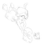 artist:harrace axe barbara monochrome rayman_(series) rayman_legends // 2401x2425 // 612KB