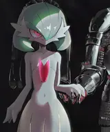 1boy 1girl artist:NoConcession gardevoir hand_holding knight pokemon // 1750x2100 // 317KB
