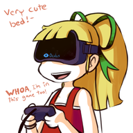 1girl artist:fupoo bow colored controller dialogue female imminent_realization loli mega_man_(series) oculus_rift parody portrait roll video_games vidya virtual_reality // 500x500 // 143KB