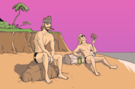 beach big_boss cigar colored food kazuhira_miller metal_gear_solid ocean pretzel // 2108x1383 // 916KB