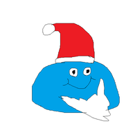 artist:laweaacosadora beard black_eyes colored dragon_quest hat king_slime mspaint santa_hat slime smile // 574x566 // 7.9KB