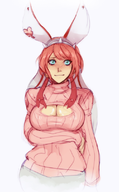 artist:vhkaneweer blush elphelt_valentine guilty_gear keyhole_sweater sweater // 500x805 // 283KB