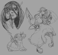 artist:misterskits black_sclera chidori_yoshino chocobo's_dungeon_2 final_fantasy goth persona_(series) persona_3 shin_megami_tensei shirma smoking // 1259x1200 // 842KB