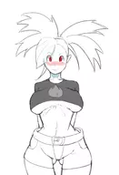 1girl artist:tocktimer flannery lineart midriff pokemon pokemon_rse pose red_eyes thick underboob // 1122x1643 // 134KB