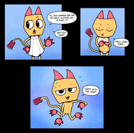 1girl 3koma artist:shyanon colored comic dandy's_world looking_at_viewer nude panties roblox scraps seducing seductive text undressing // 1446x1430 // 753KB