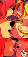 artist:thatbaguette coco_bandicoot colored crash_bandicoot_(series) crossover furry kissing lammy_lamb um_jammer_lammy yuri // 720x1427 // 565KB
